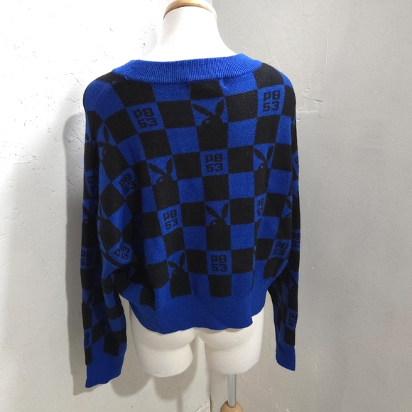 Playboy | Blue and Black Checkered Sweater - Picture 6 of 10